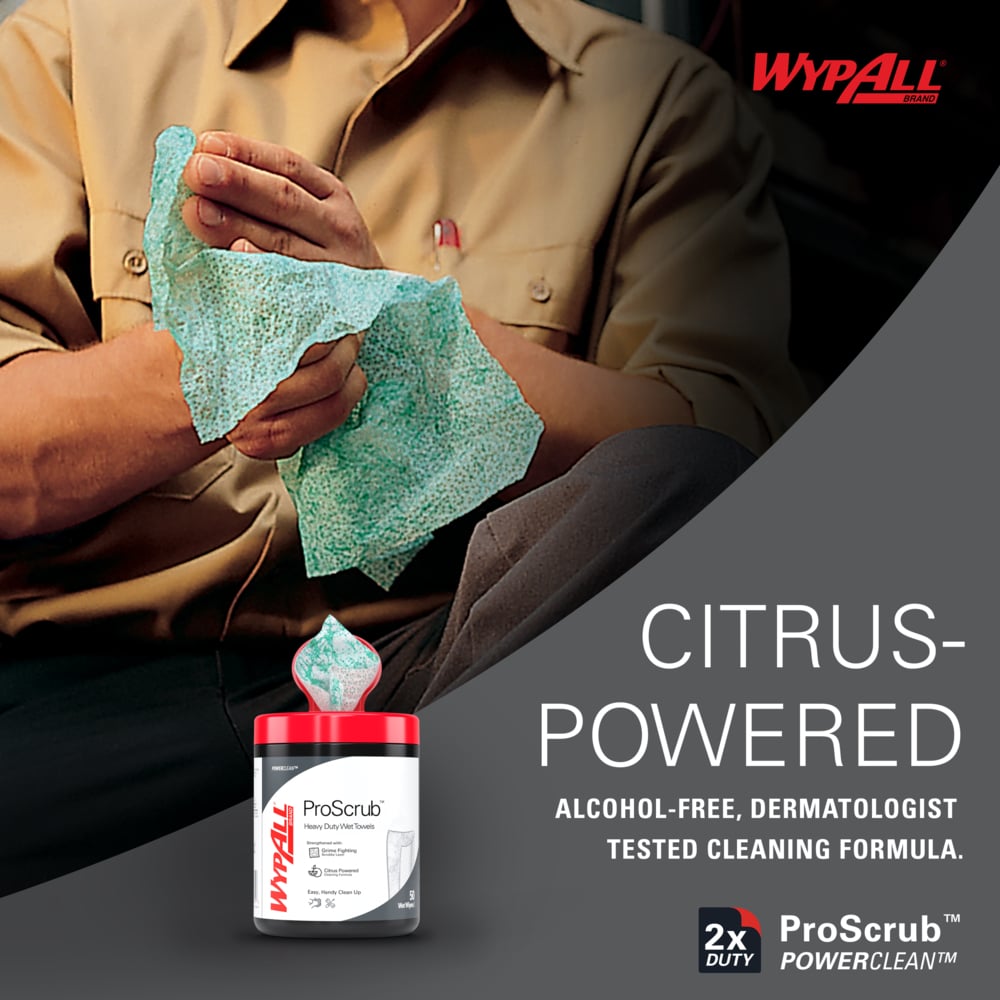 091371 WypAll PowerClean ProScrub Heavy Duty Wet Towels