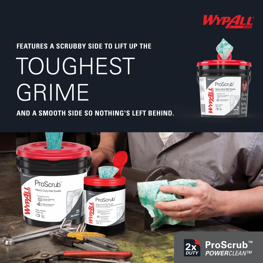 091371 WypAll PowerClean ProScrub Heavy Duty Wet Towels