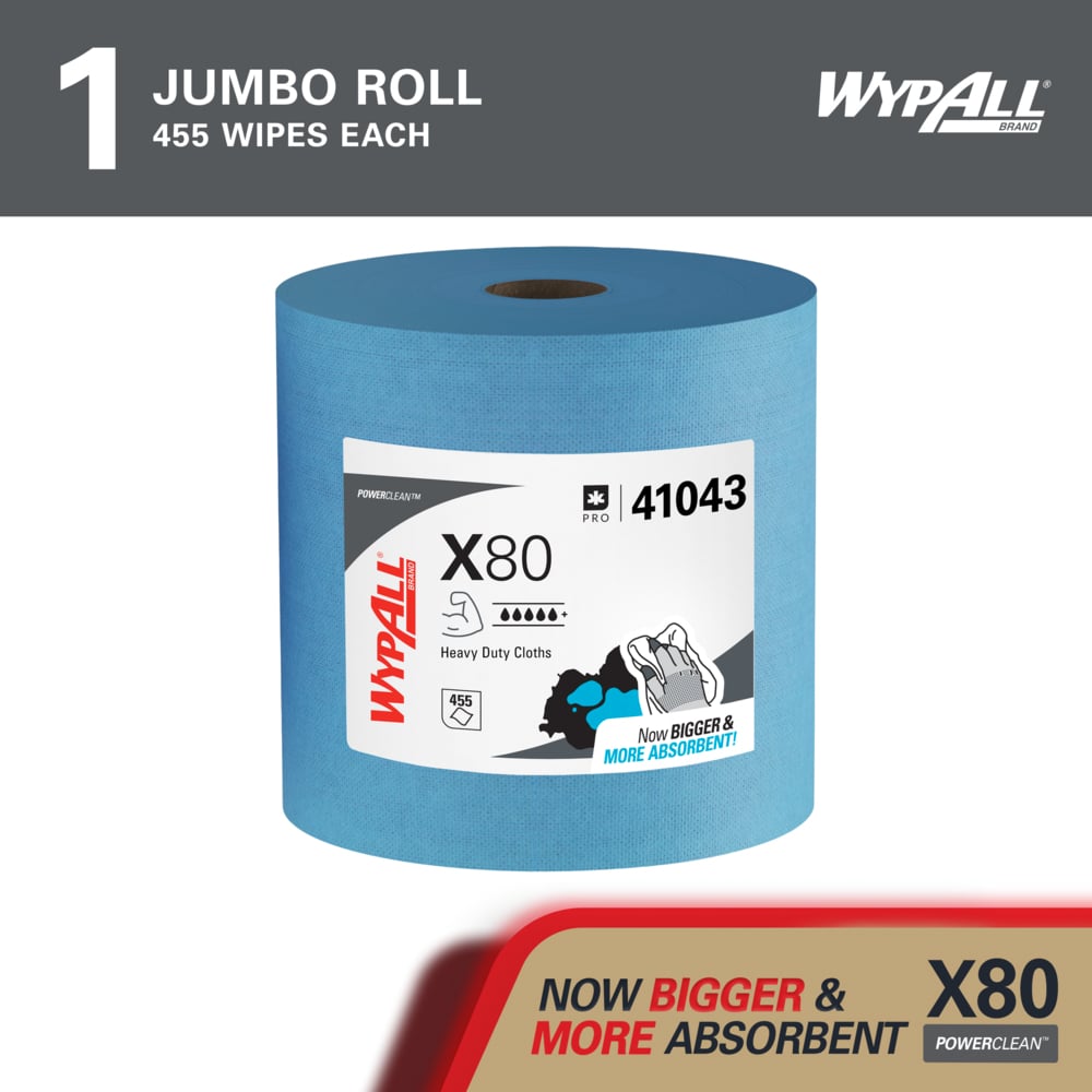 WypAll 41043 PowerClean X80 Heavy Duty Cloths