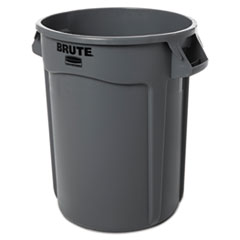 RCP263200GY Vented Round Brute Container, 32 gal, Plastic, Gray EA