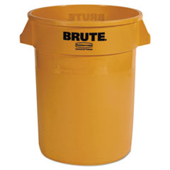 RCP2632YEL Vented Round Brute Container, 32 gal, Plastic, Yellow EA