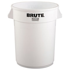 RCP2632WHI Vented Round Brute Container, 32 gal, Plastic, White EA