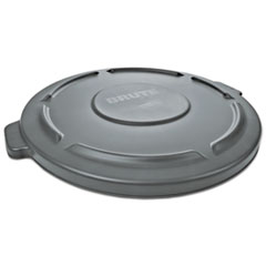 RCP265400GY BRUTE Self-Draining Flat Top Lids for 55 gal Round BRUTE Containers, 26.75" Diameter, Gray EA