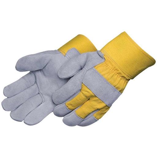 3265 LEATHER PALM WITH 2-1/2" RUBBERIZED SAFETY CUFF - Yellow