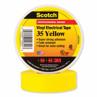 102571 Vinyl Electrical Color Coding Tape, 35, 1/2 in W x 20 ft L, Yellow 6/PK