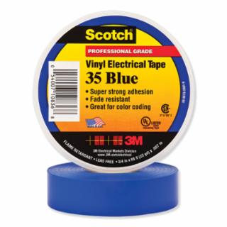 108368 Vinyl Electrical Color Coding Tape, 35, 3/4 in W x 66 ft L, Blue 6/PK