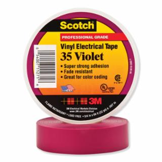 112716 Vinyl Electrical Color Coding Tape, 35, 3/4 in W x 66 ft L, Violet 6/PK