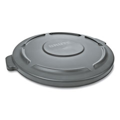 RCP263100GY BRUTE Self-Draining Flat Top Lid, for 32 gal Round BRUTE Containers, 22.25" Diameter, Gray EA