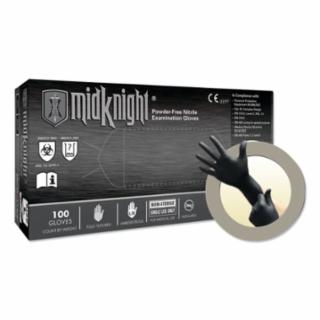 MK-296  MidKnight® MK-296 Disposable Nitrile Gloves, 4.7 mil Palm, 5.5 mil Fingers, Black 10/CASE