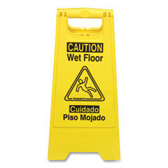 IMP9152W Bilingual Yellow Wet Floor Sign, 12.05 x 1.55 x 24.3