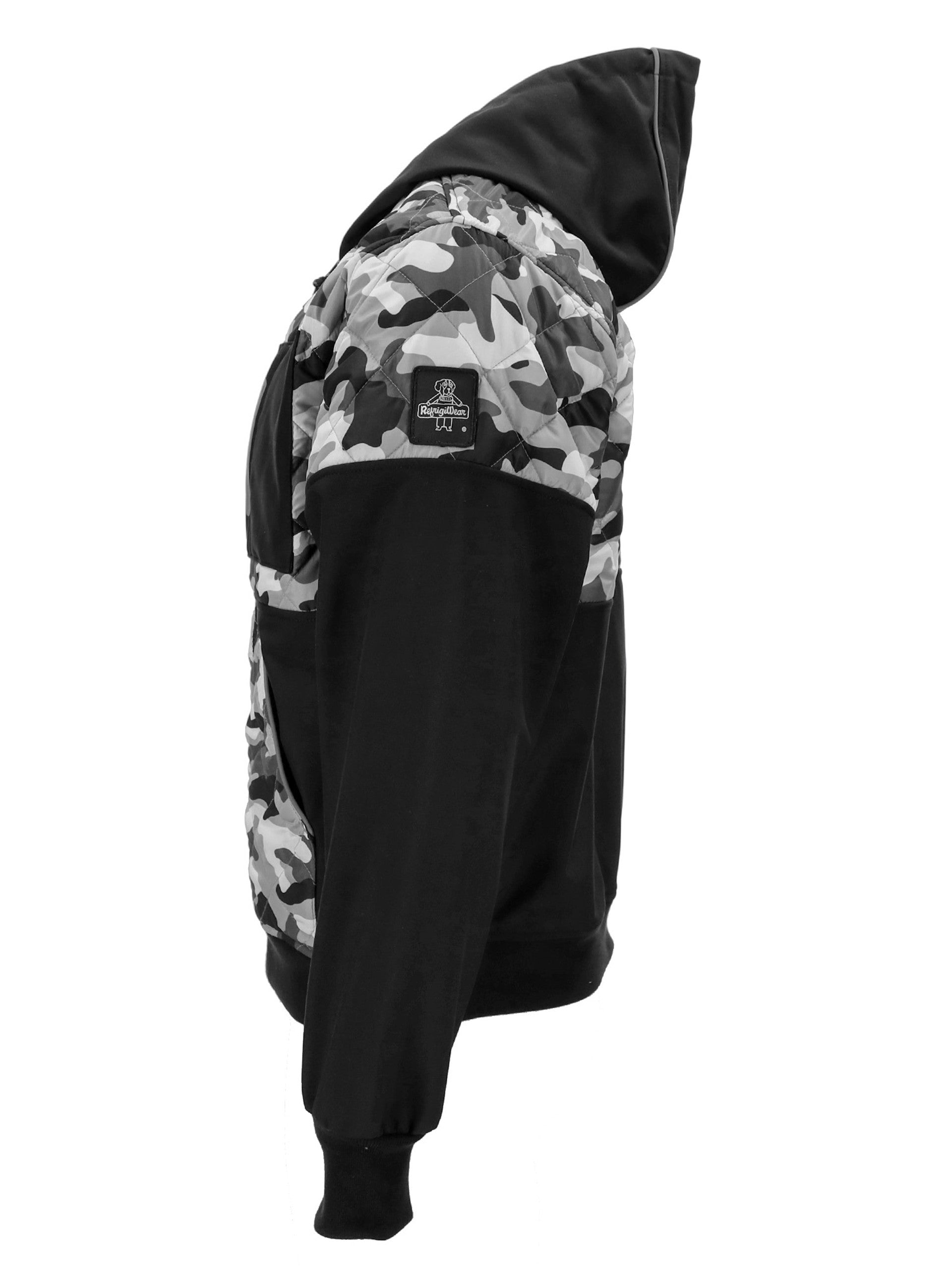 8725 Camo Diamond Quilted Hooded Jacket Black Camo