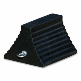 RC815 General-Purpose Rubber Wheel Chock, 10.5 in L x 7.5 in W x 5.5 in H, Black, Includes Cored Bottom/Eye Bolt