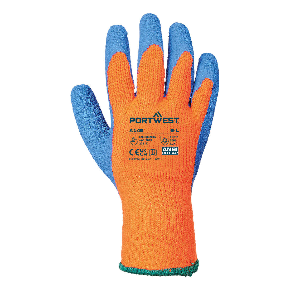 Portwest A145 Cold Grip Glove - Latex - Orange/Blue 12/PK