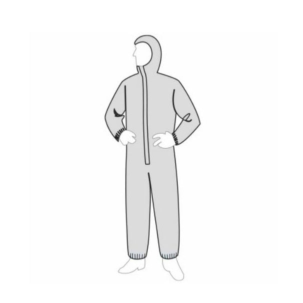 C18127 PermaGardÖ COVERALL - ATTACHED HOOD & ELASTIC ANKLES - White