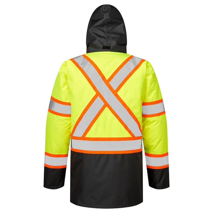 CA369 Hi-Vis X Back Contrast Tape Winter Jacket - Yellow/Black