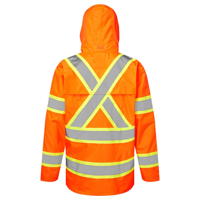 CA400 Hi-Vis X Back Contrast Tape Rain Jacket - Orange