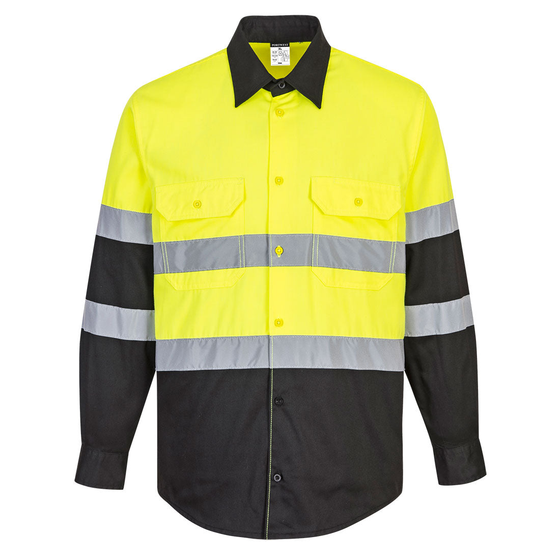 Two Tone ANSI Long Sleeve Work Shirt - Yellow/Black