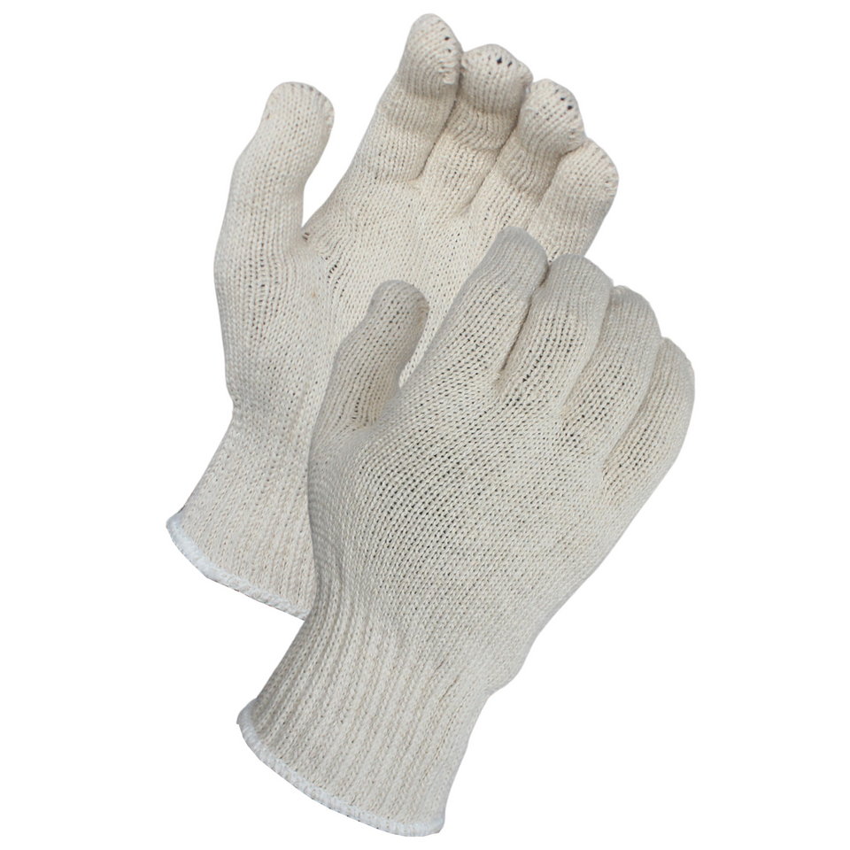 SK6527P Heavy Weight Seamless Cotton/Polyester Natural White String Knit Gloves