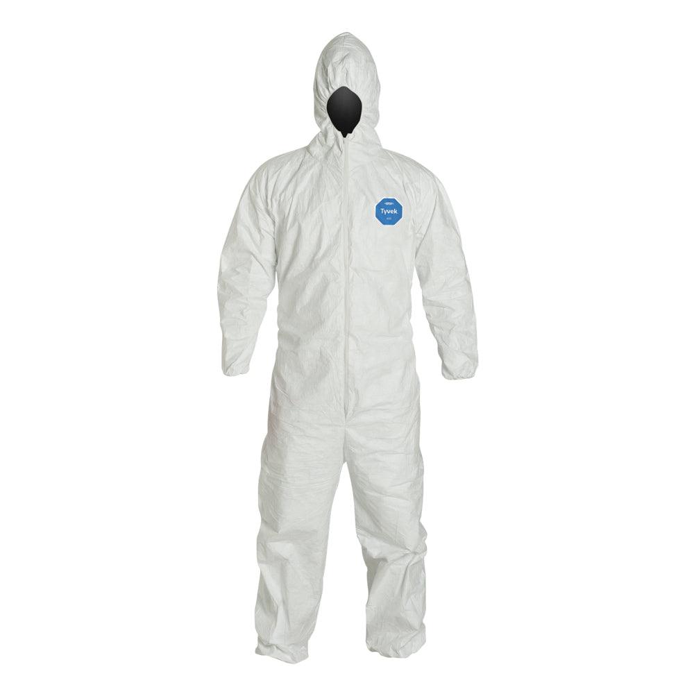 Dupont TYVEK« COVERALLS WITH ATTACHED HOOD ELASTIC WRIST AND ANKLES - White