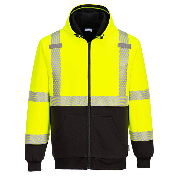 Hi-Vis Thermal Two Tone Zipped Hoodie - Yellow/Black