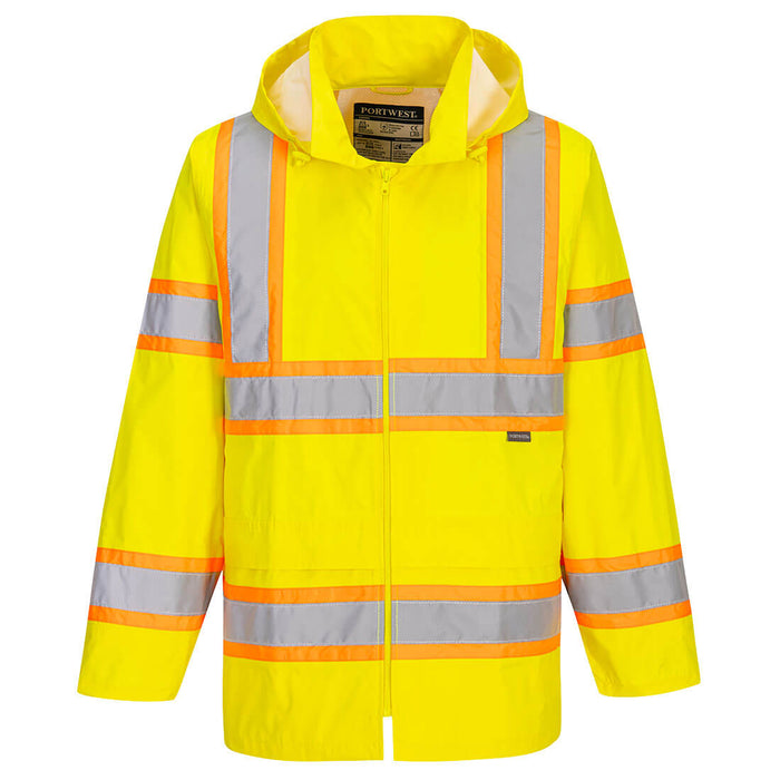 Hi-Vis Contrast Tape Rain Jacket - Yellow