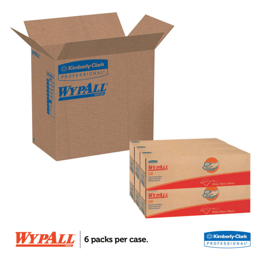 5843  WypAll* L30 Wipers, White, 10.4 in W x 11 in L, 70 Sheets per Roll/24 Rolls/CS