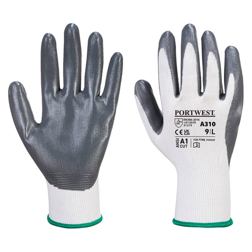 Flexo Grip Nitrile Glove - Gray/White