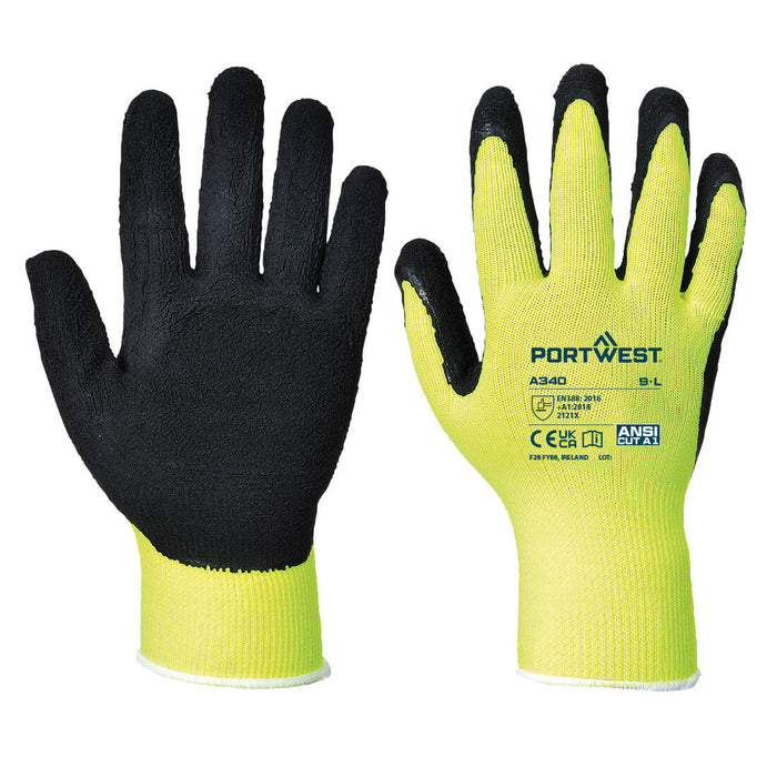 Hi-Vis Grip Glove - Latex Foam - Yellow