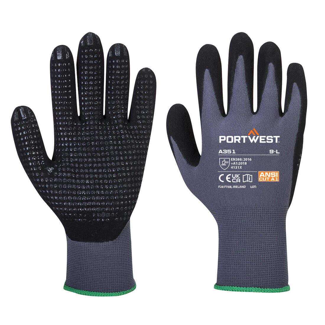 DermiFlex Plus Glove - Nitrile Foam - Gray/Black