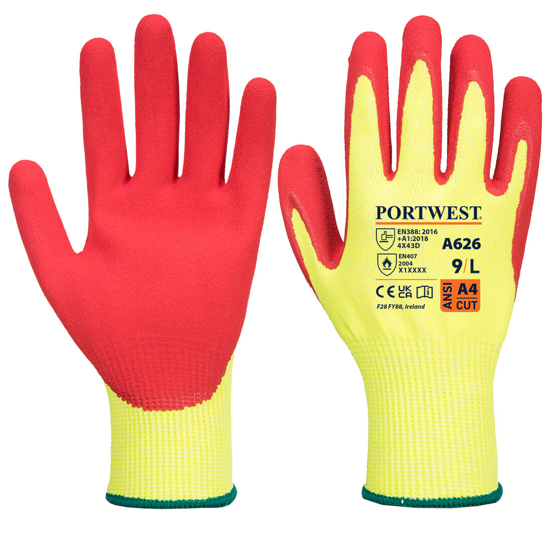 Vis-Tex HR Cut Glove - Yellow/Red