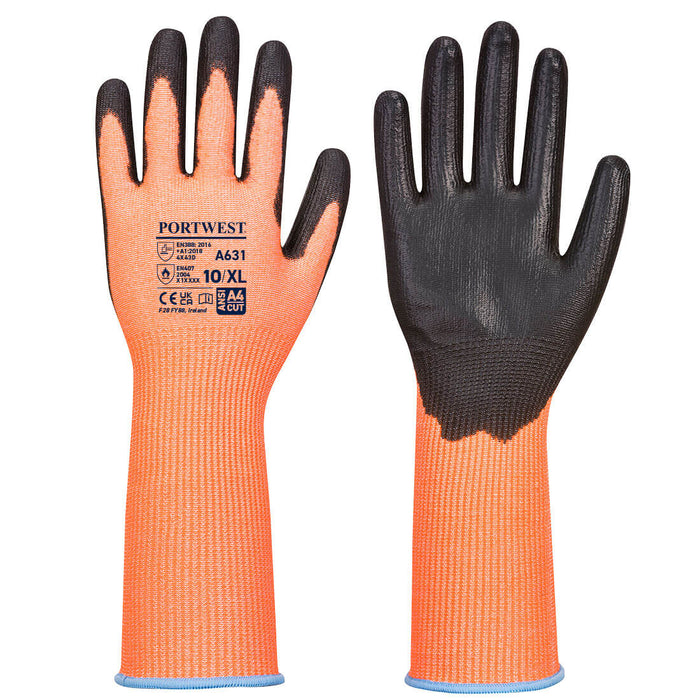 Extended Cuff Cut Glove (A625) - Orange/Black