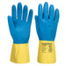 Double Dipped Latex Gauntlet - Yellow/Blue