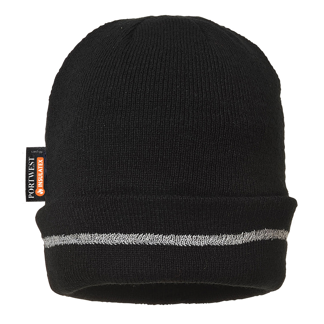 Reflective Trim Knit Hat Insulatex Lined - Black