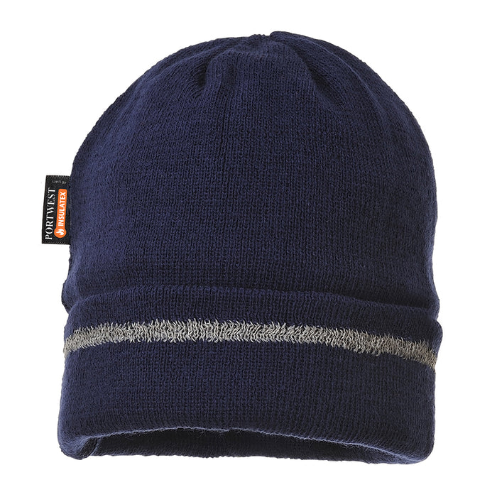 Reflective Trim Knit Hat Insulatex Lined - Navy