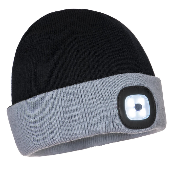 Two Tone LED Rechargeable Beanie - Black/Gray