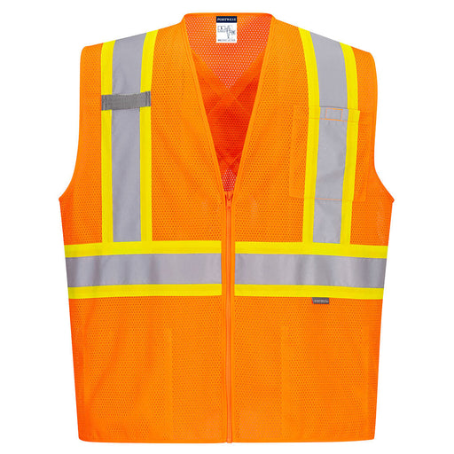 X-Back Contrast Tape Vest - Orange