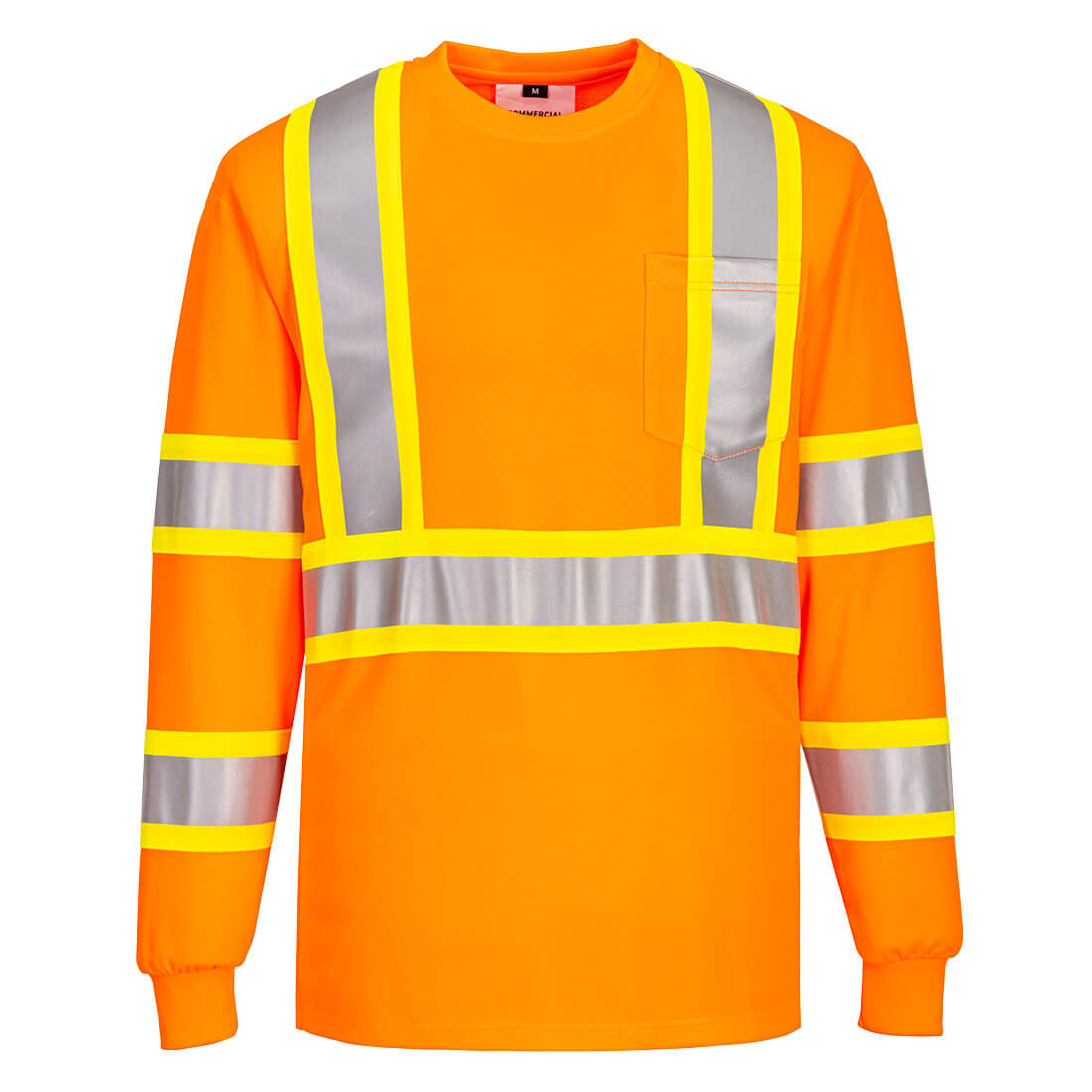 Hi-Vis X Back Contrast Tape T-Shirt L/S - Orange