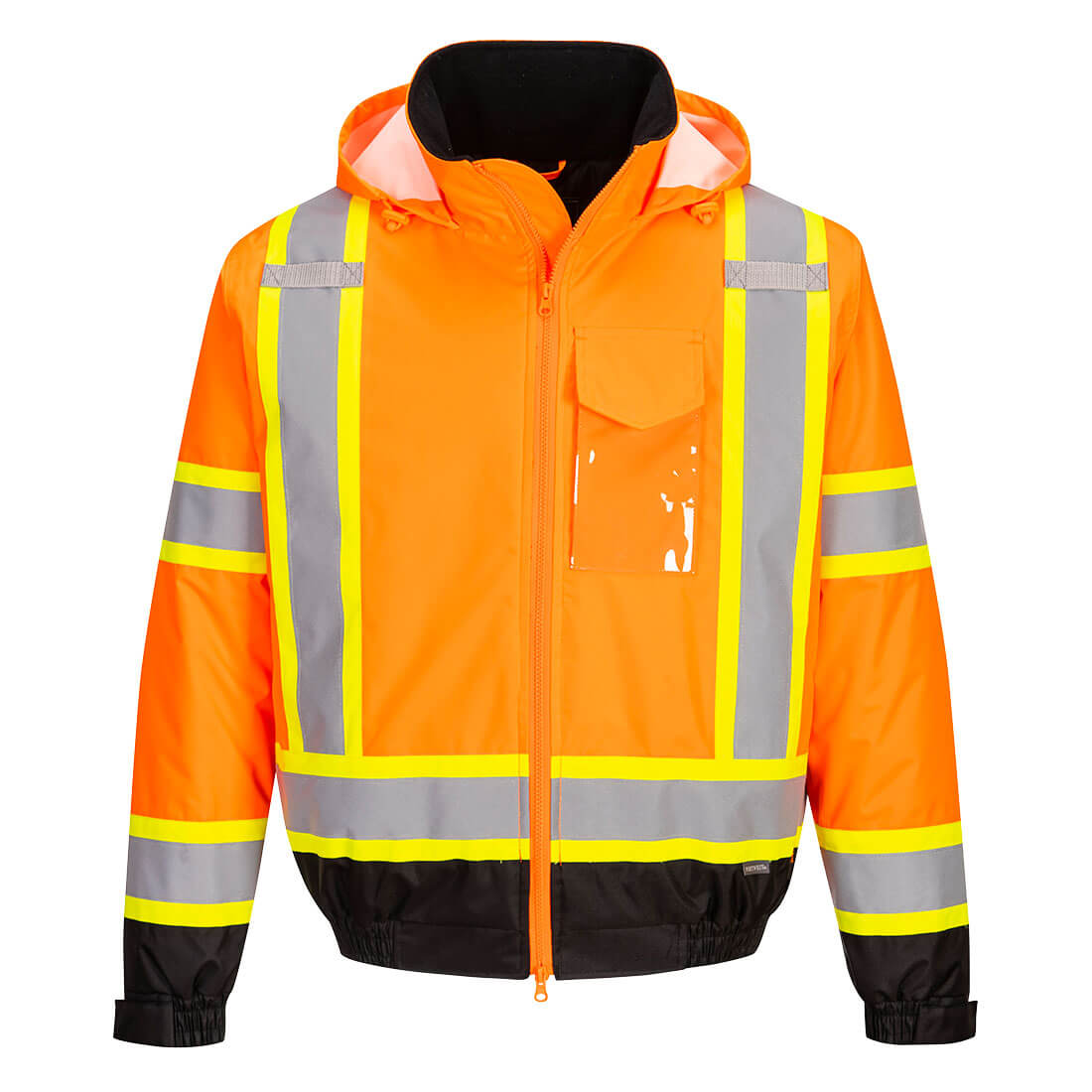 Hi-Vis X Back Contrast Tape Winter Bomber Jacket - Orange/Black