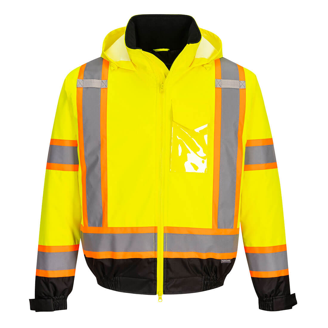 Hi-Vis X Back Contrast Tape Winter Bomber Jacket - Yellow/Black