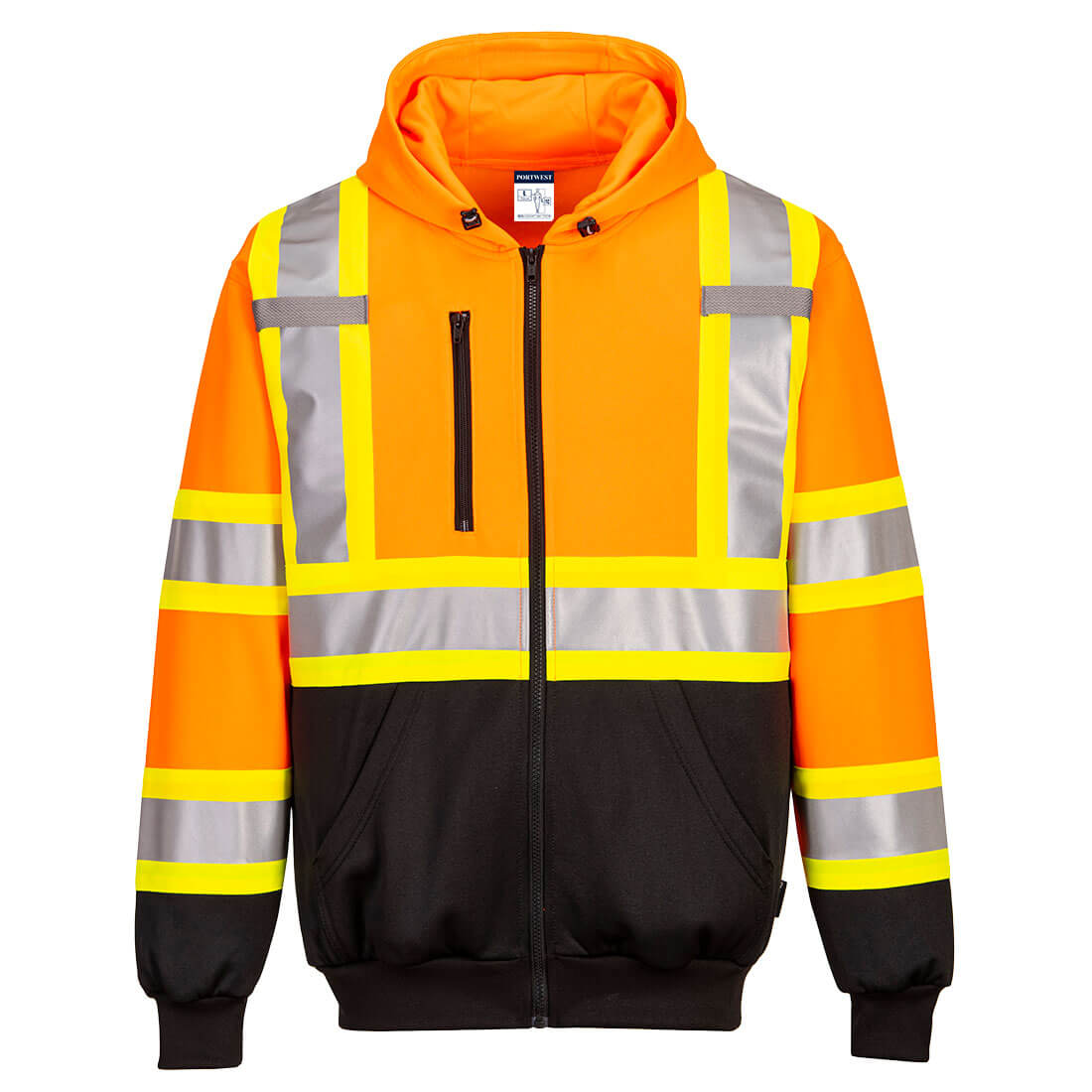 Hi-Vis X Back Contrast Tape Hoodie - Orange