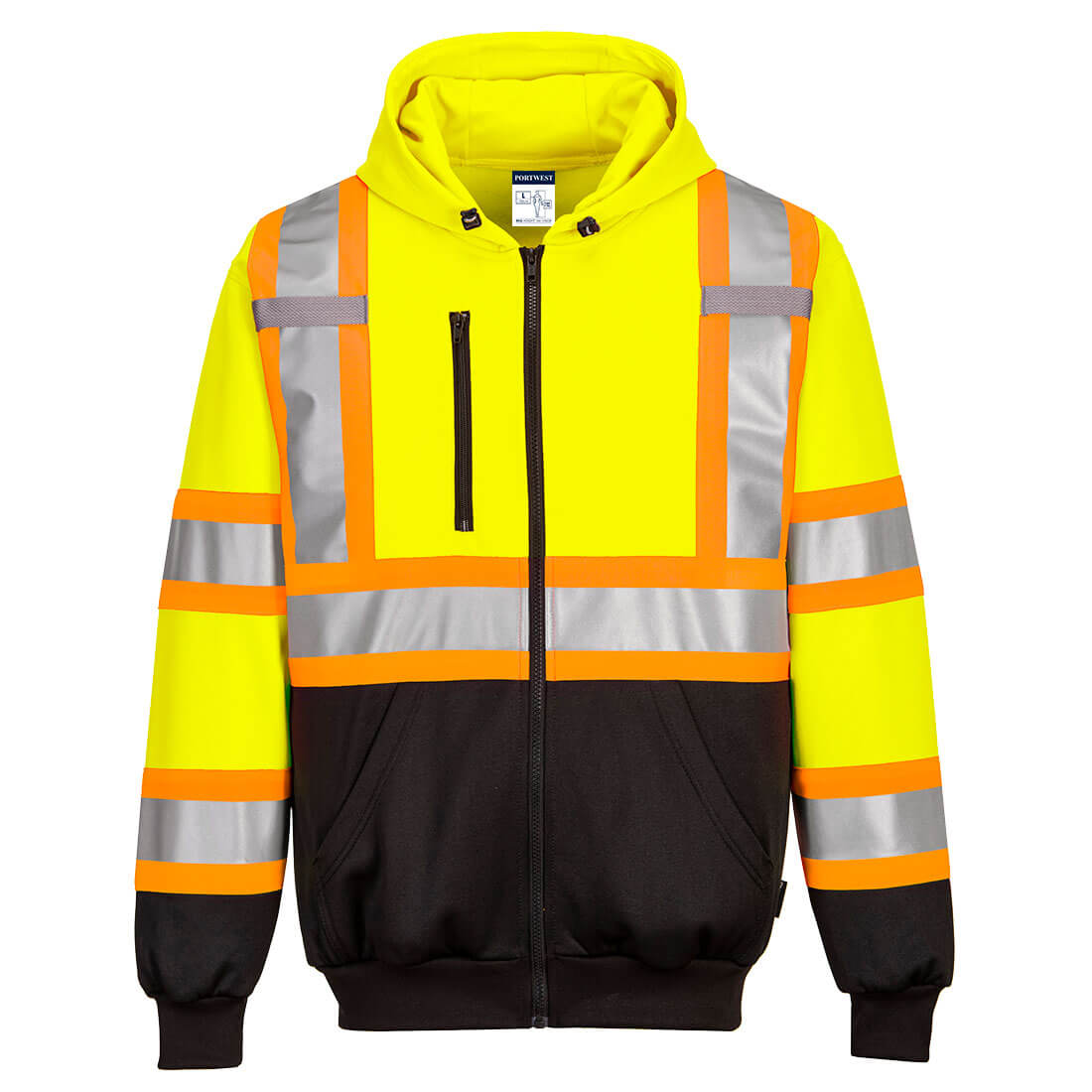 Hi-Vis X Back Contrast Tape Hoodie - Yellow