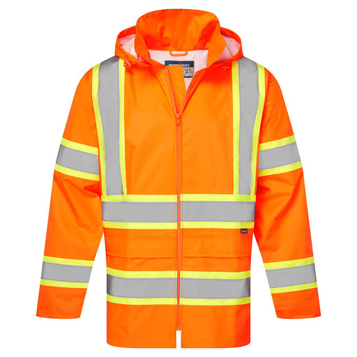 Hi-Vis X Back Contrast Tape Rain Jacket - Orange