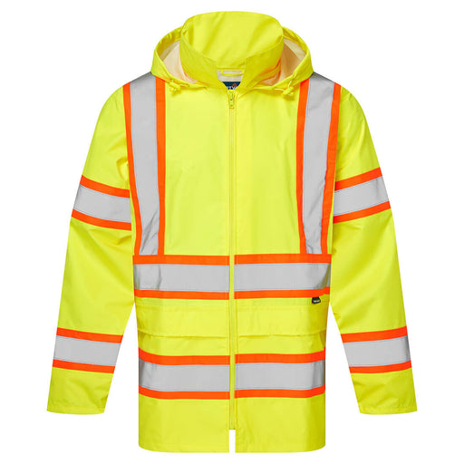 Hi-Vis X Back Contrast Tape Rain Jacket - Yellow