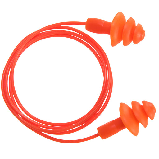 Reusable Corded TPR Ear Plugs (50 pairs) - Orange