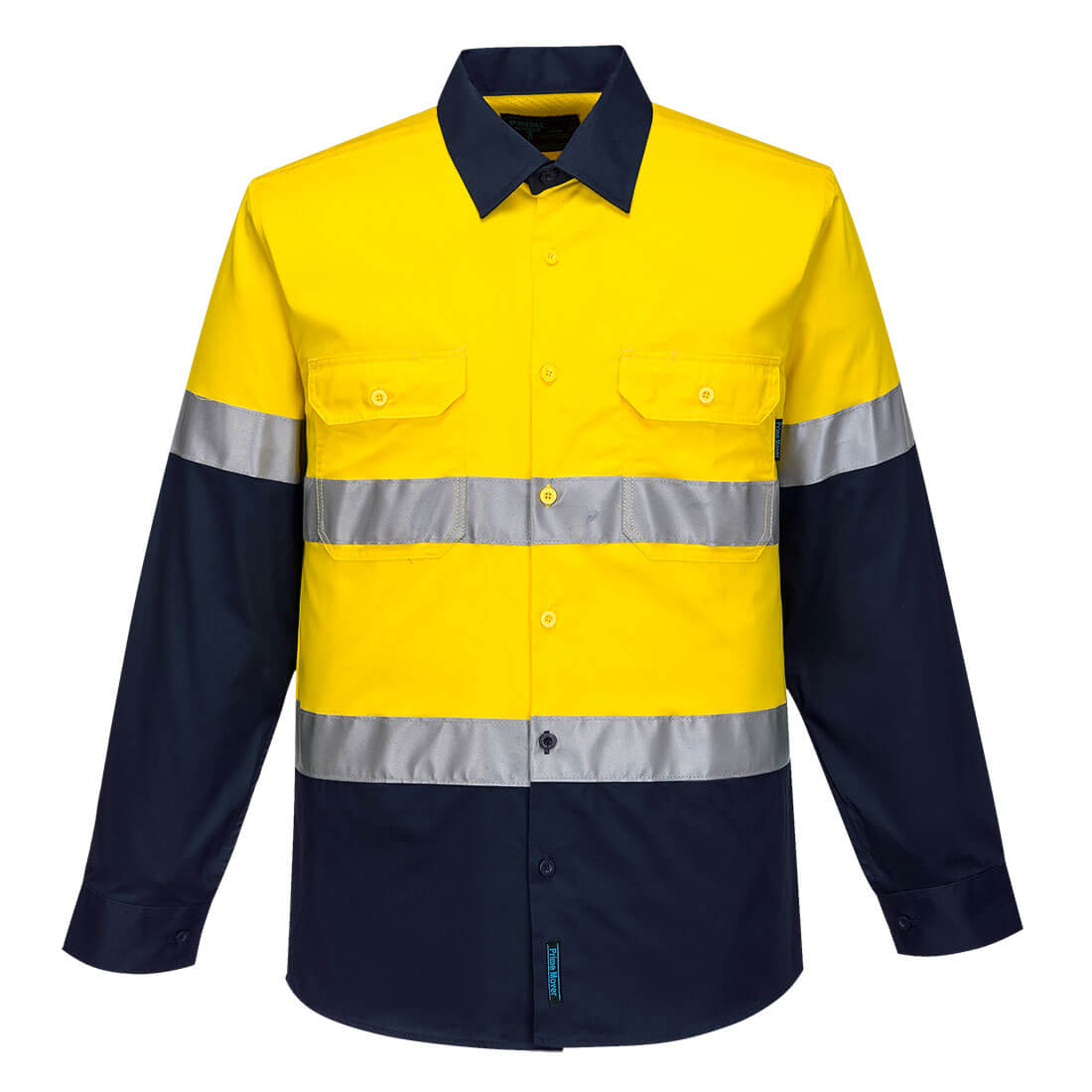 Iona Enhanced Cotton Shirt - Yellow/Navy