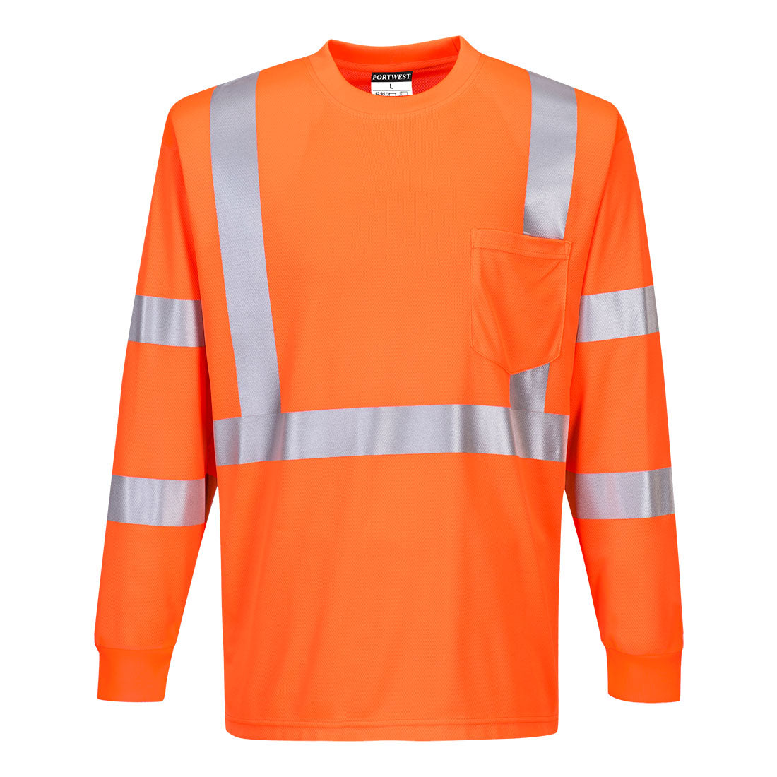 Hi-Vis Long Sleeve Ribbed Cuff T-Shirt - Orange