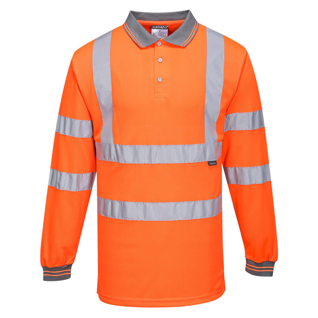 Hi-Vis Long Sleeve Polo Shirt - Orange