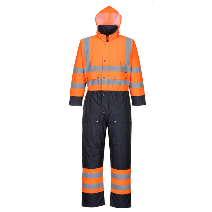 Hi-Vis Contrast Coverall - Orange/Navy