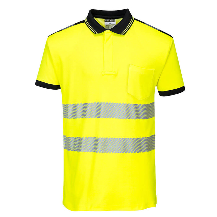 PW3 Hi-Vis Short Sleeve Polo Shirt - Yellow/Black