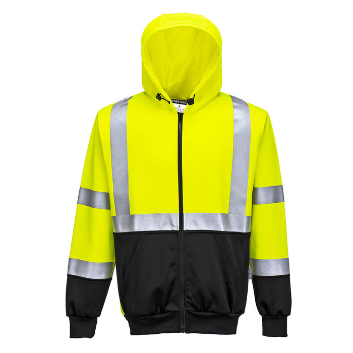 Hi-Vis Two-Tone Zipped Hoodie - Yellow/Black